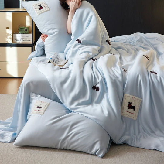 Bettwäsche-Set Damen Baumwollsatin mit Kirschstickerei 2