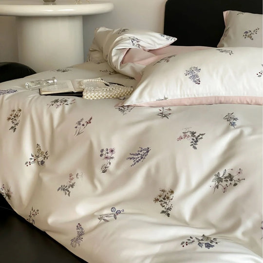 Bettwäsche-Set Damen Mikrofaser Satin-Finish Botanisches Muster 1
