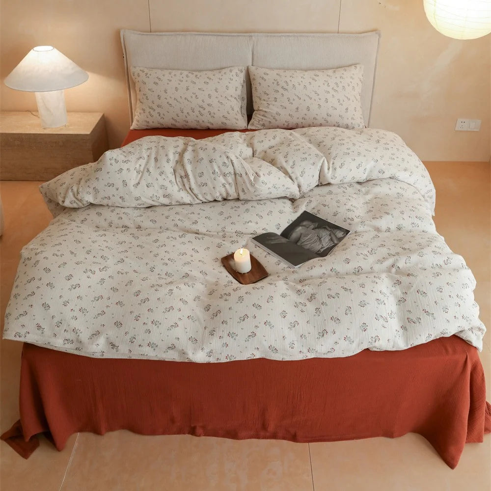 Bettwäsche-Set Damen mit floralem Muster und leichter Steppdecke 0