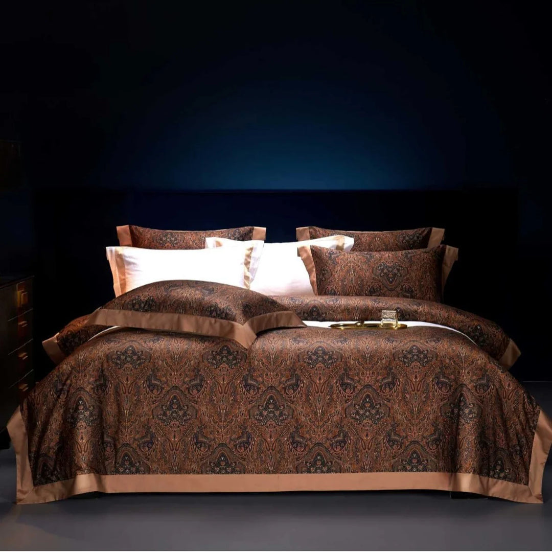 Bettwäsche-Set Paisley Jacquard 155x220 mit Bordüre und Hotelverschluss für Damen und Herren 0