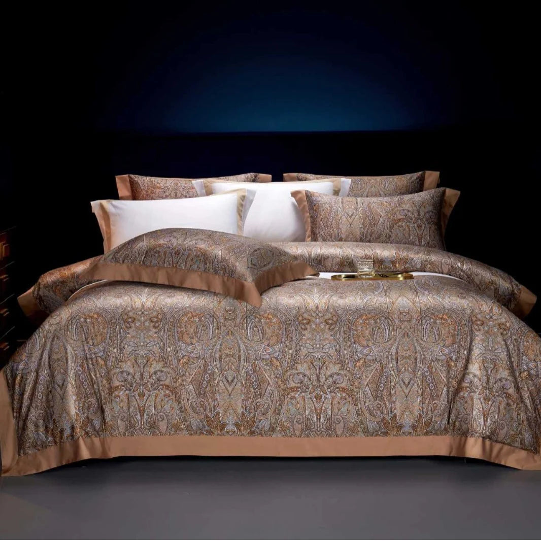 Bettwäsche-Set Paisley Jacquard 155x220 mit Bordüre und Hotelverschluss für Damen und Herren 20