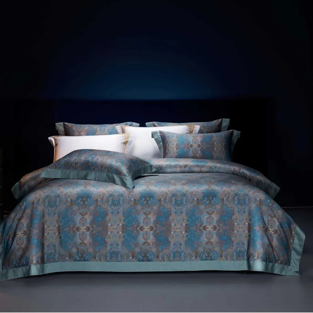 Bettwäsche-Set Paisley Jacquard 155x220 mit Bordüre und Hotelverschluss für Damen und Herren 21