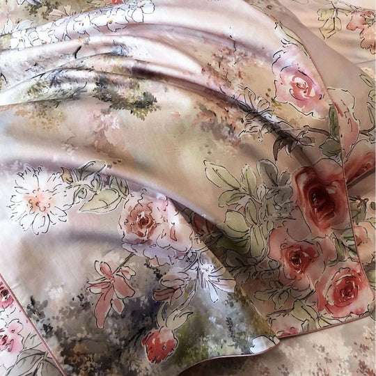 Bettwäscheset Damen Baumwollsatin mit floralem Muster 4