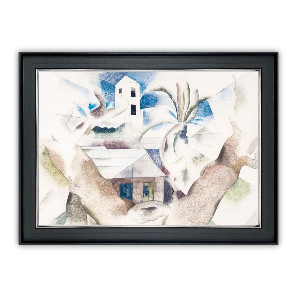 Bilderrahmen Kunstdruck Baum und Haus für modernes Wohndesign 1