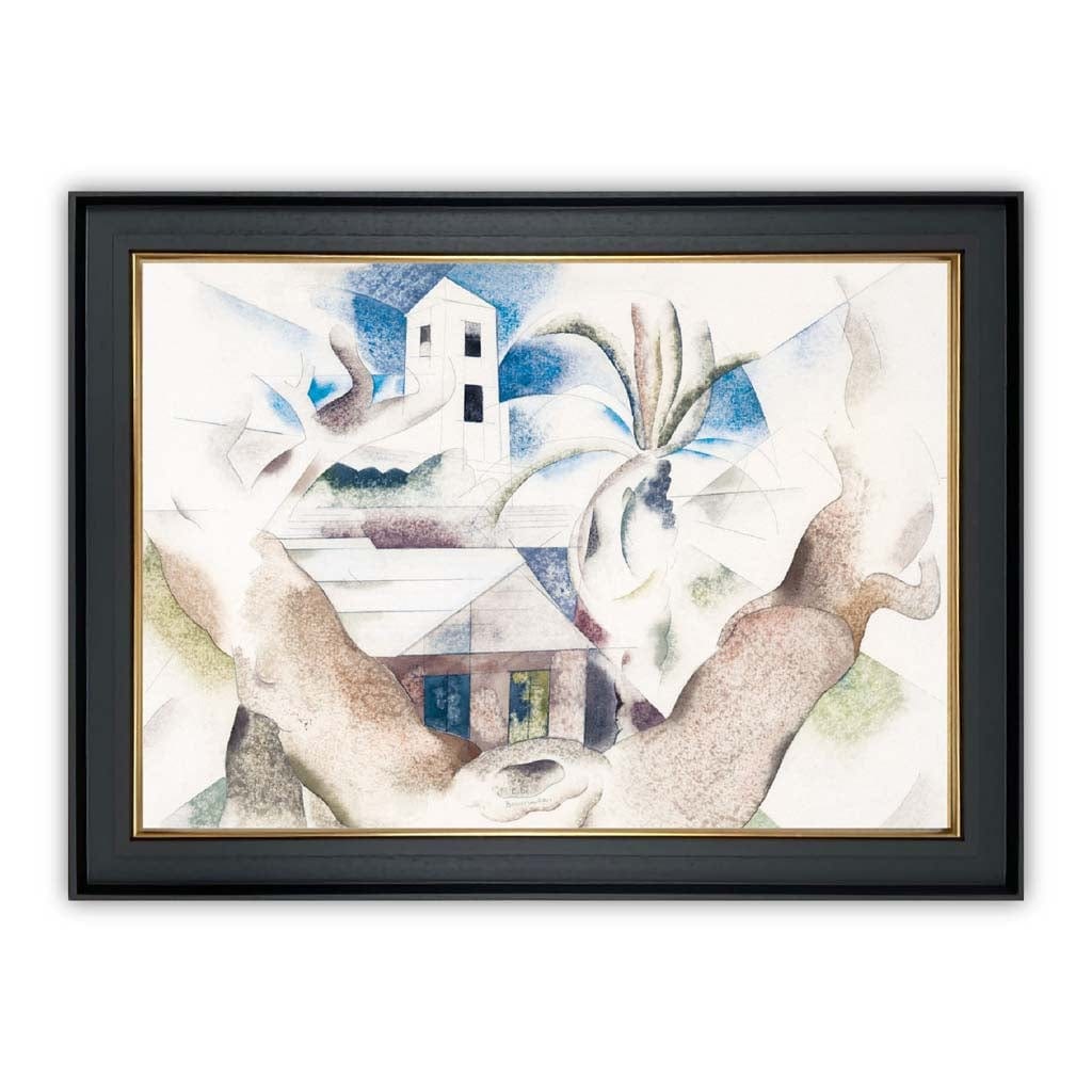 Bilderrahmen Kunstdruck Baum und Haus für modernes Wohndesign 2