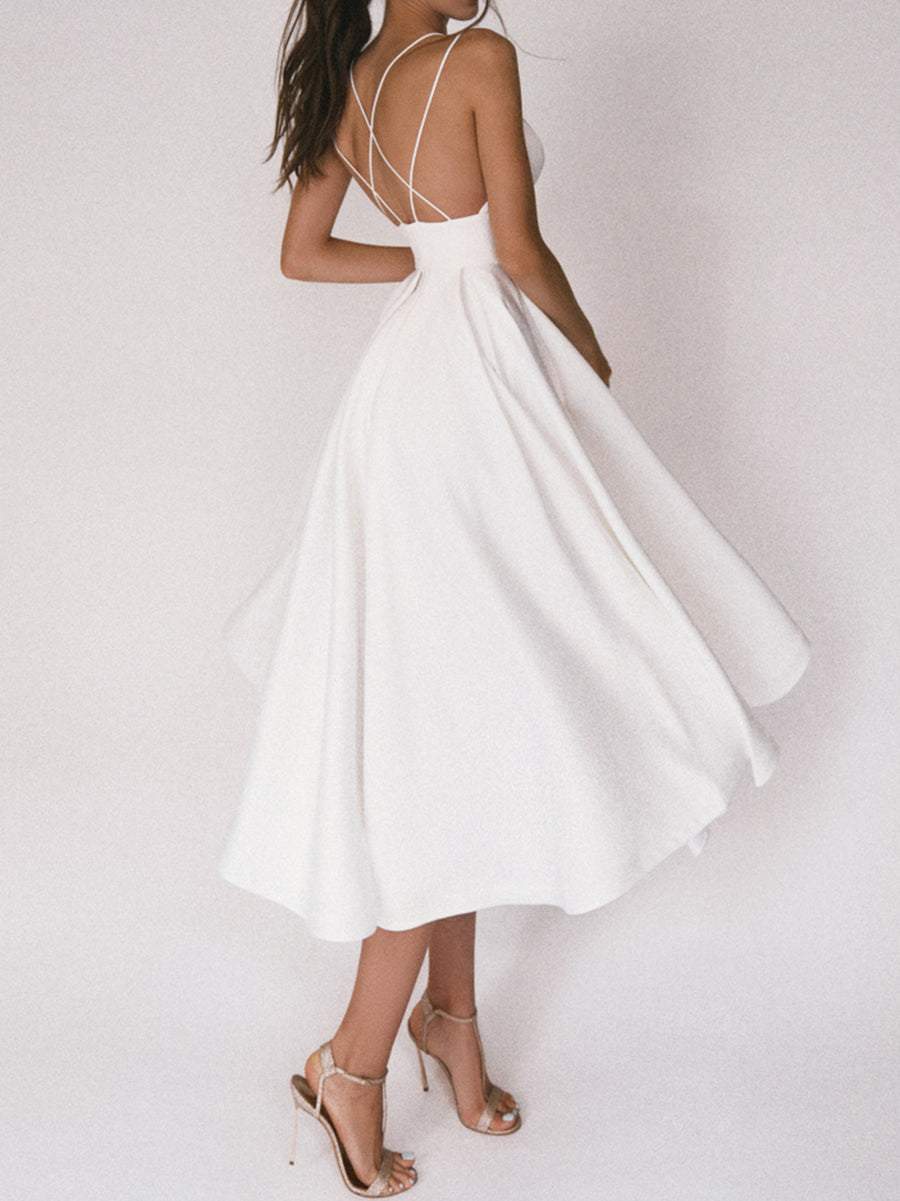 Damen Sommerkleid Weiß V-Ausschnitt Boho Chic 100% Bio-Baumwolle-2
