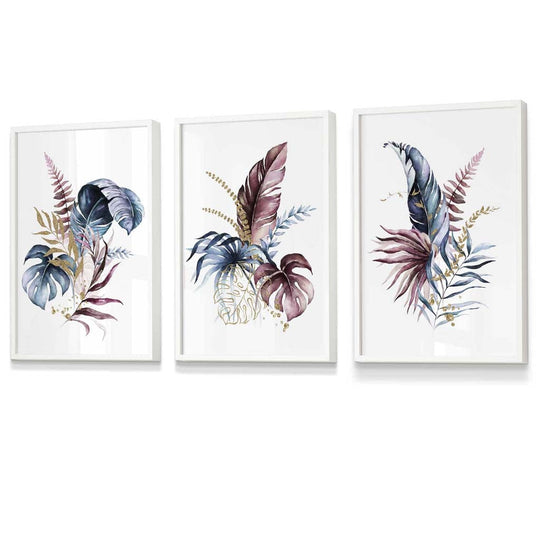 Botanisches Wandkunst Set mit 3 Gerahmten Drucken in Modernem Stil 3