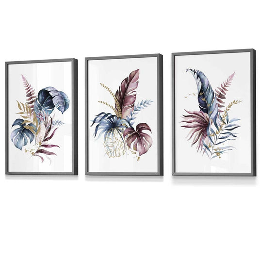 Botanisches Wandkunst Set mit 3 Gerahmten Drucken in Modernem Stil 4