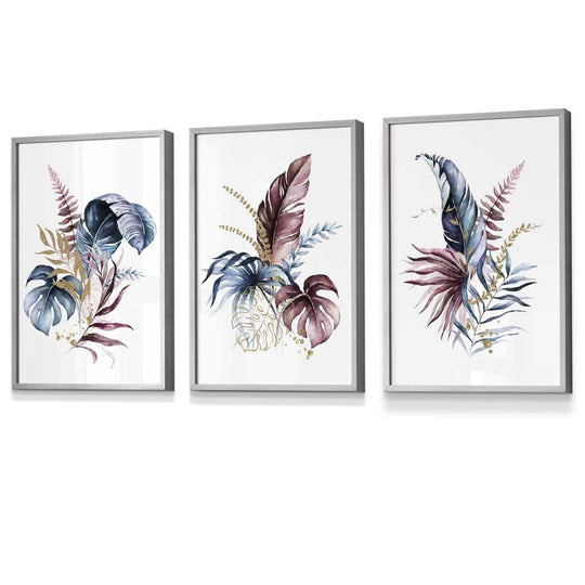 Botanisches Wandkunst Set mit 3 Gerahmten Drucken in Modernem Stil 5
