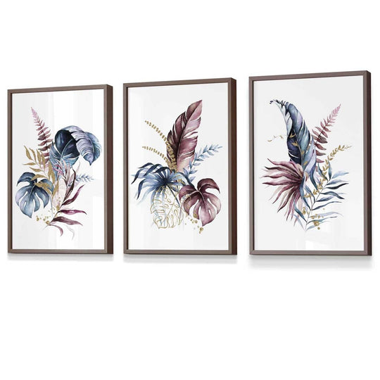 Botanisches Wandkunst Set mit 3 Gerahmten Drucken in Modernem Stil 7