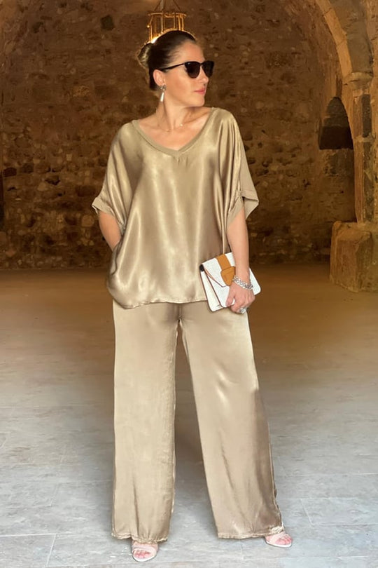 Variant image for Damen Anzug Set Elegantes Satin Zweiteiliges Outfit-17