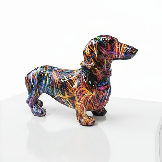 Bunte Dackelfigur für verspielte Wohndekoration 0
