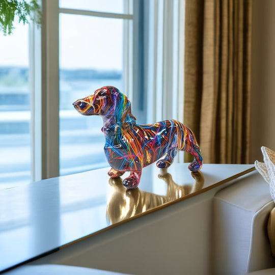 Bunte Dackelfigur für verspielte Wohndekoration 1