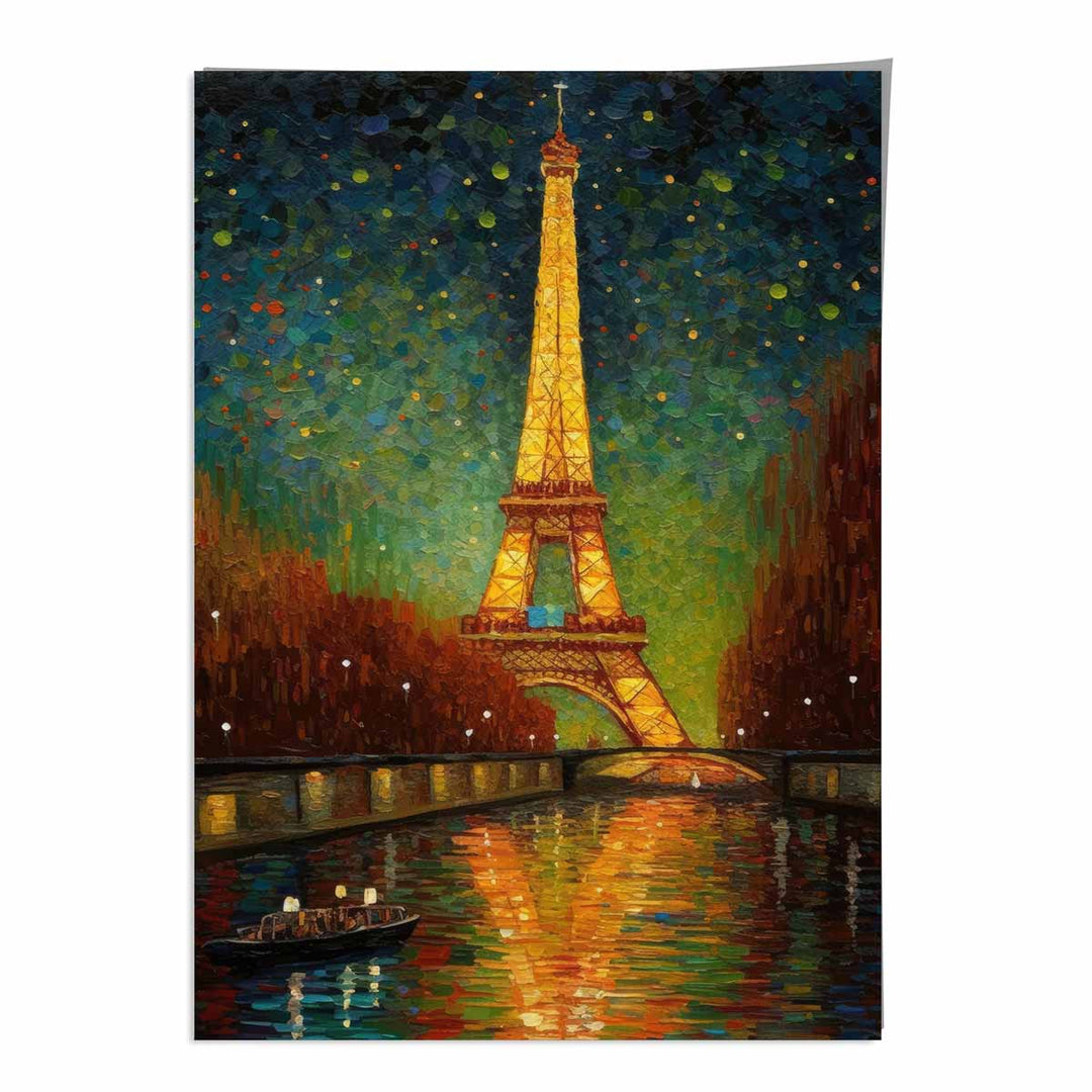 Bunter Kunstdruck Paris bei Nacht 0