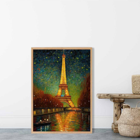 Bunter Kunstdruck Paris bei Nacht 1