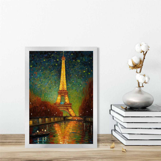 Bunter Kunstdruck Paris bei Nacht 2