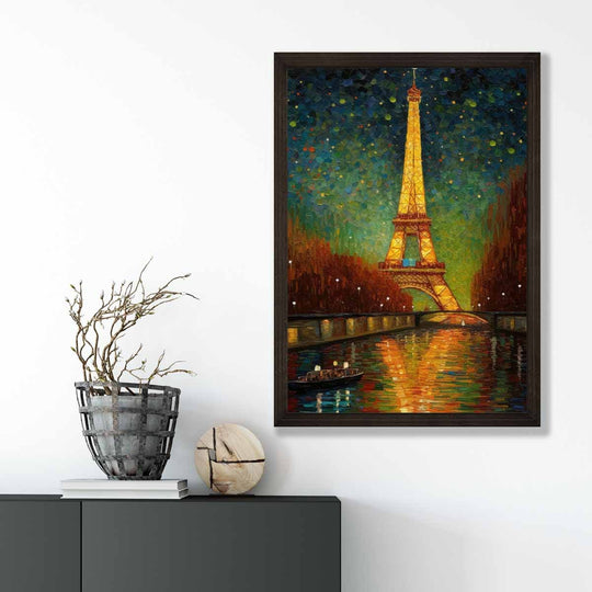 Bunter Kunstdruck Paris bei Nacht 3