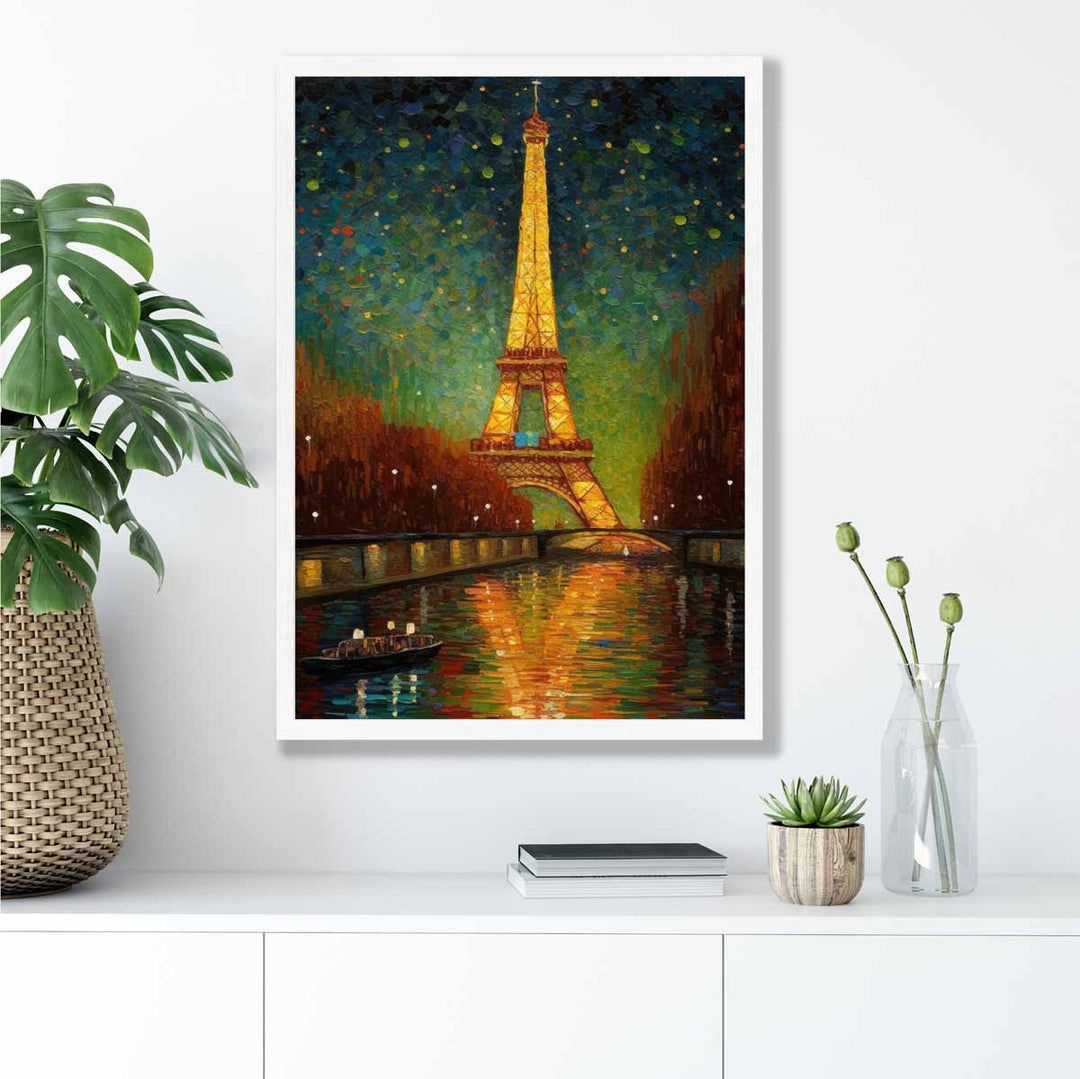 Bunter Kunstdruck Paris bei Nacht 4