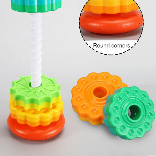 Bunter Stapelturm Holz für Kinder mit Rotierendem Design zur Förderung der Feinmotorik 5