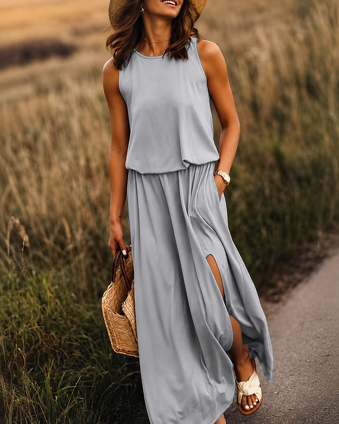 Damen Maxikleid Klassisches Design Atmungsaktives Material