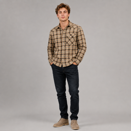 Herren Flanellhemd Klassisch Gemustert Baumwolle-Polyester-Mischung