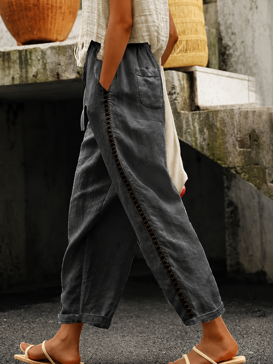 Damen Crop Hose mit elastischem Bund