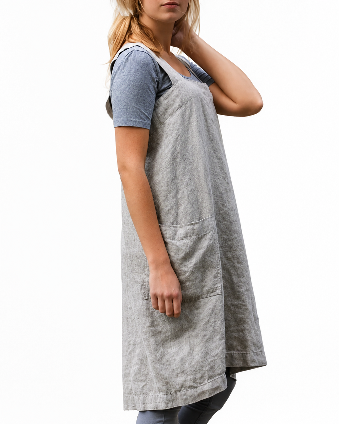 Damen Schürzenkleid Leicht mit Taschen