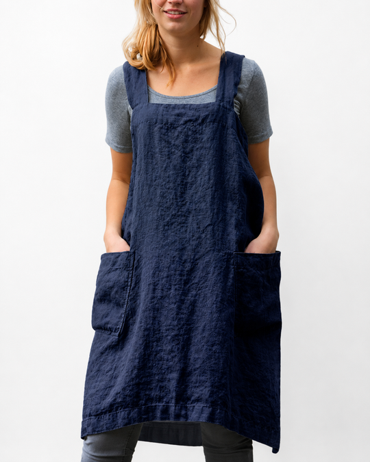 Damen Schürzenkleid Leicht mit Taschen
