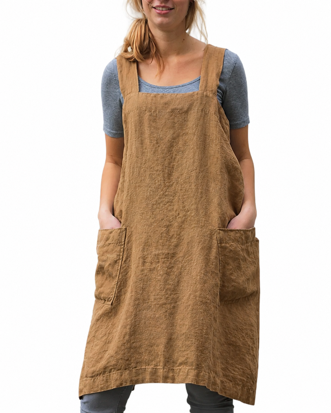 Damen Schürzenkleid Leicht mit Taschen