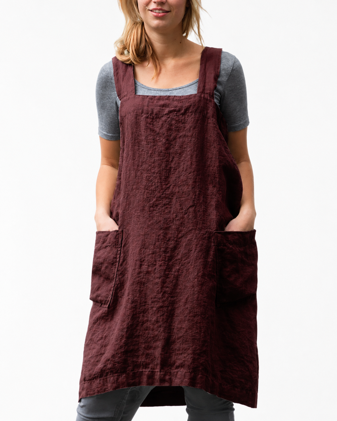 Damen Schürzenkleid Leicht mit Taschen