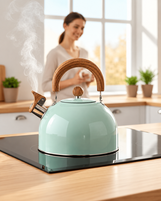 Flötenkessel für Induktion 3L Klassisches Design mit Hitzebeständigem Griff