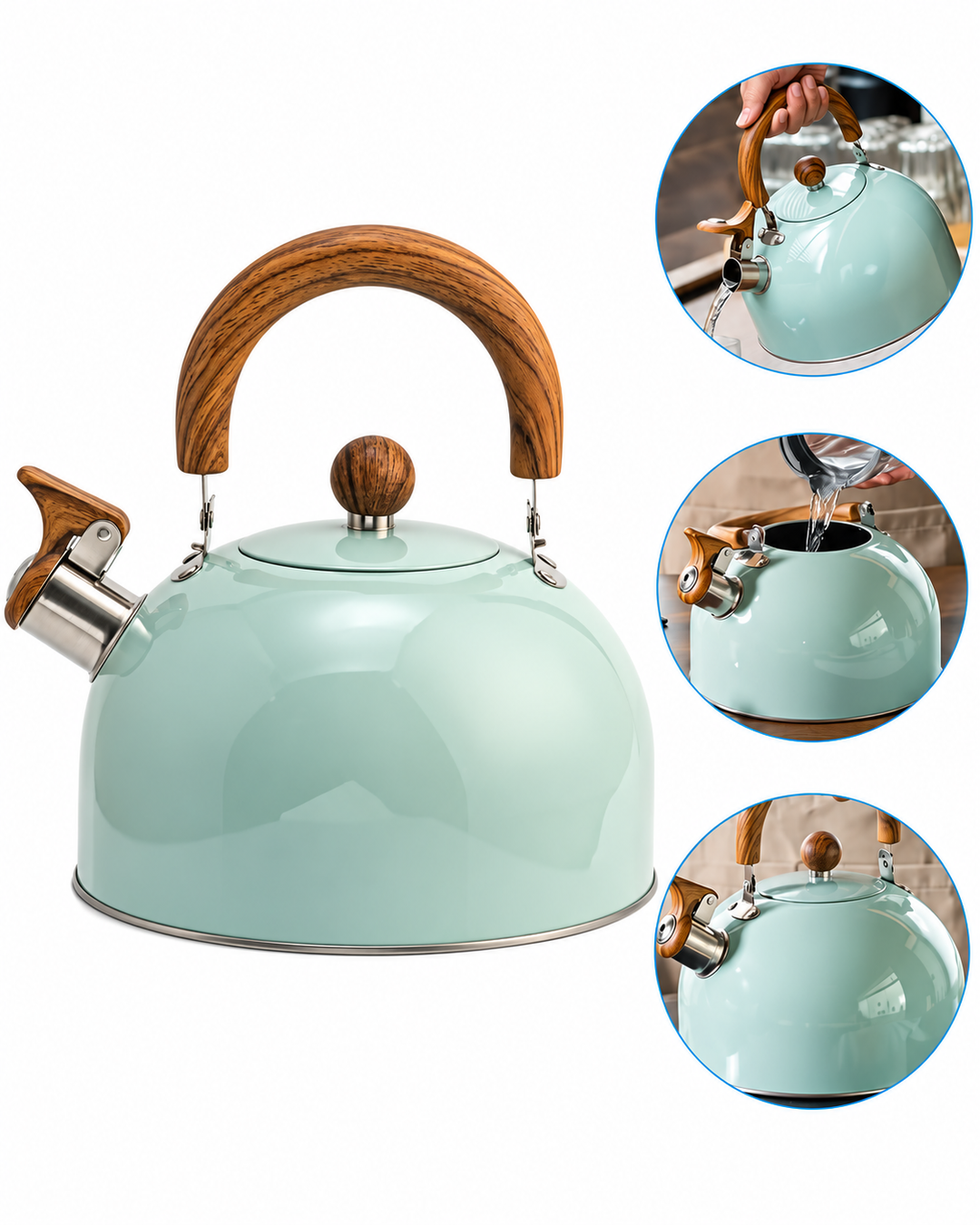 Flötenkessel für Induktion 3L Klassisches Design mit Hitzebeständigem Griff