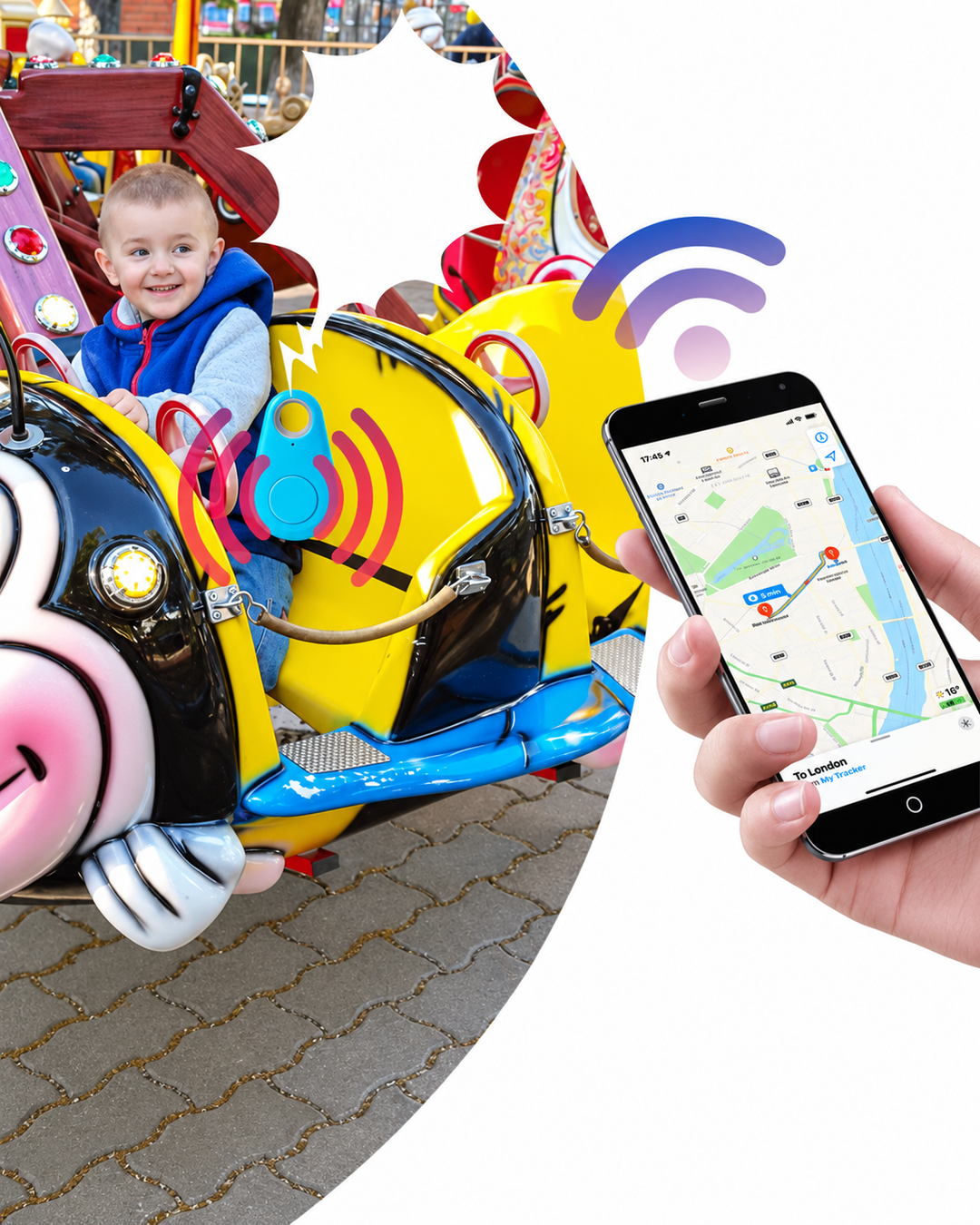 GPS Tracker für Hunde und Wertsachen, Echtzeit-Standortverfolgung, Kompakt, Bluetooth, Ideal für Fahrrad und Alltag
