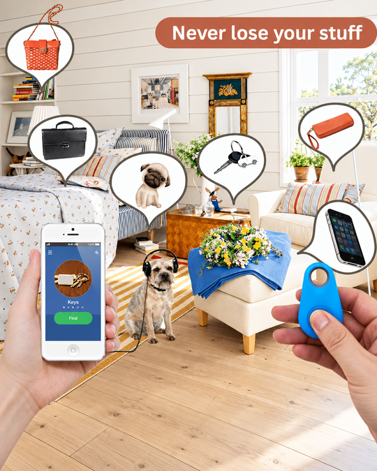 GPS Tracker für Hunde und Wertsachen, Echtzeit-Standortverfolgung, Kompakt, Bluetooth, Ideal für Fahrrad und Alltag