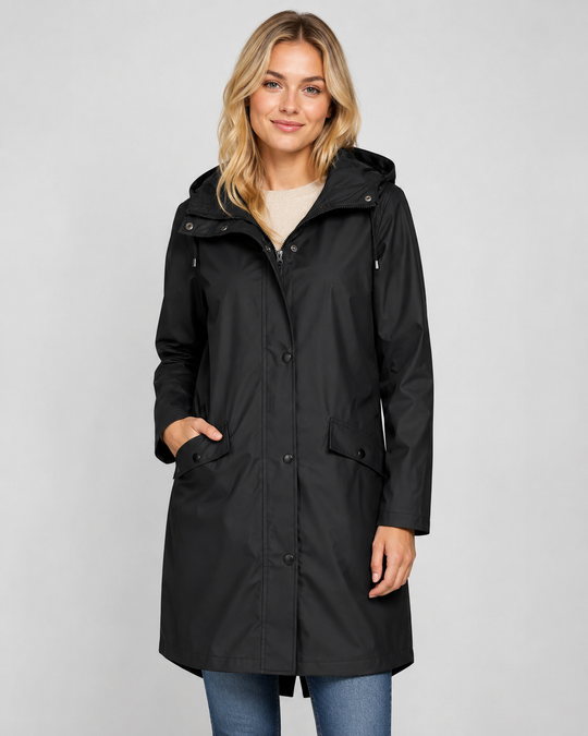Damen Regenmantel Lange Regenjacke Wasserabweisend Synthetische Fasern