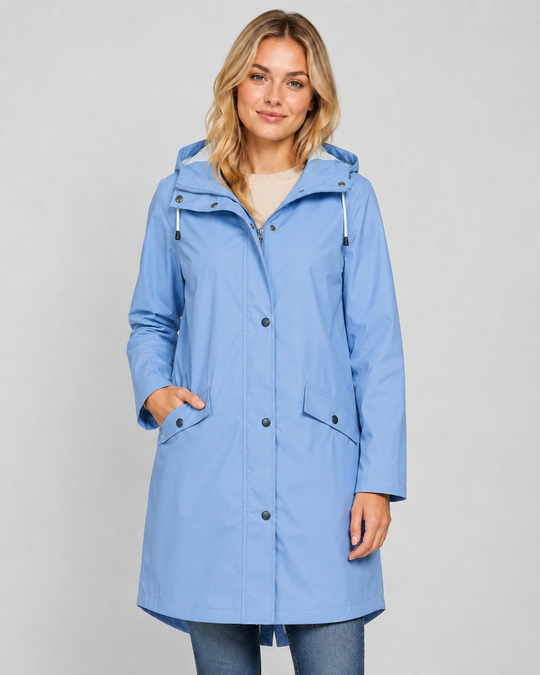 Damen Regenmantel Lange Regenjacke Wasserabweisend Synthetische Fasern