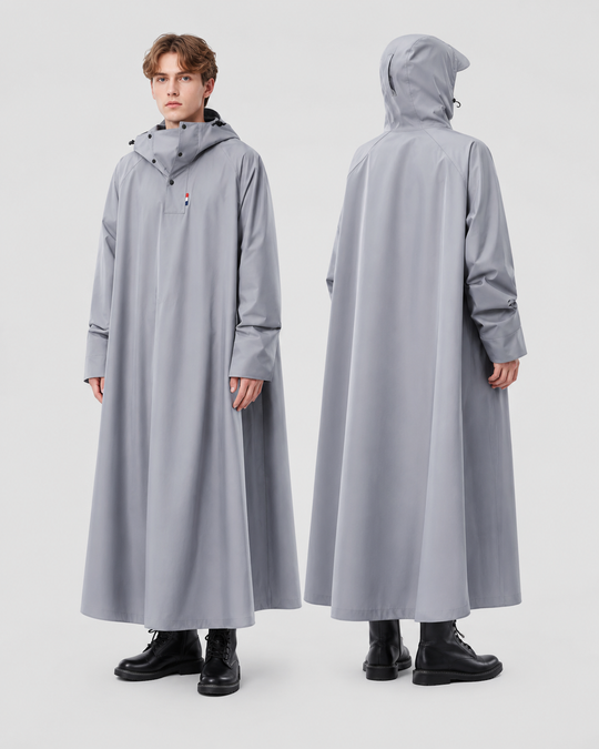 Unisex Regenmantel Lang Oxford Gewebe Wasserdicht mit Kapuze