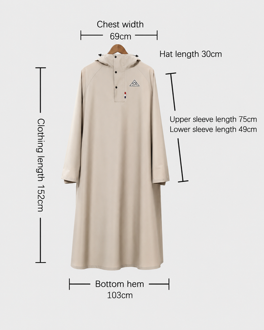 Unisex Regenmantel Lang Oxford Gewebe Wasserdicht mit Kapuze