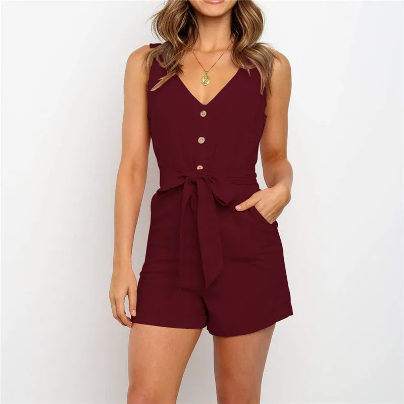 Variant image for Damen Jumpsuit Luftig Sommer Baumwolle Leinen Bequem-41