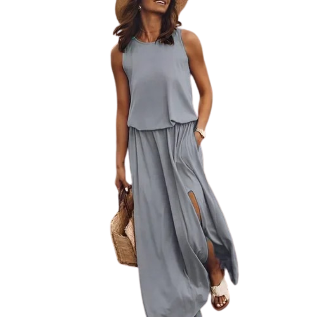 Lässiges, ärmelloses Kleid mit Schlitz für Damen