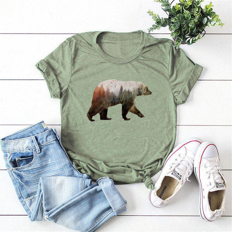 Damen Baumwolle Bär Tee