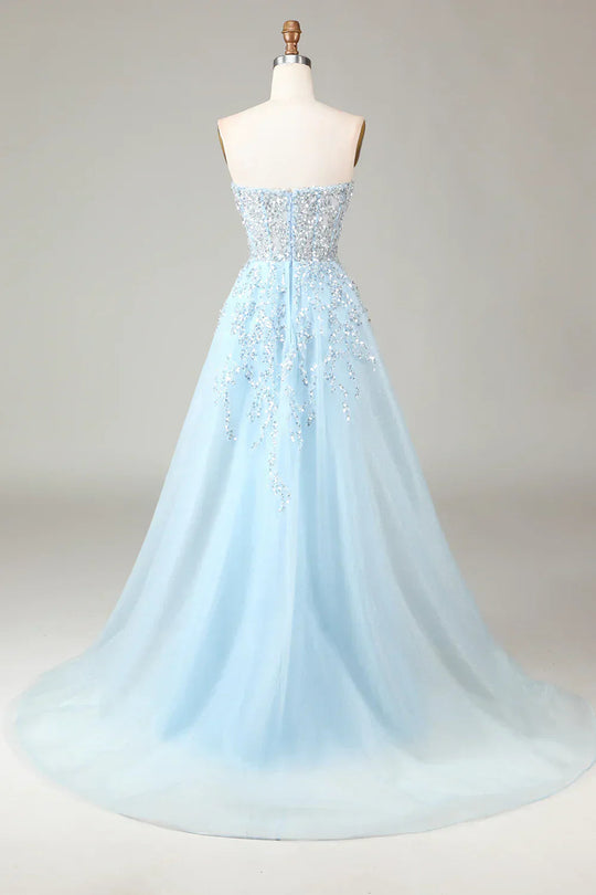 Damen A-Linien Ballkleid mit Schlitz 3
