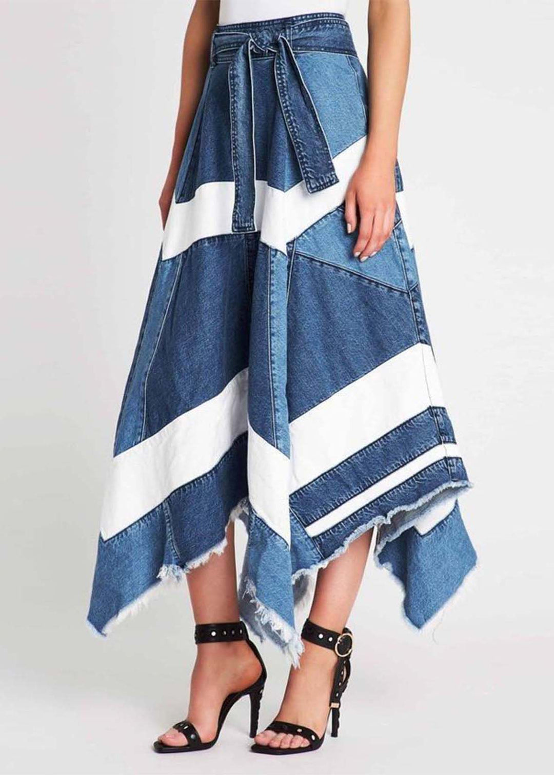 Damen A-Linien Rock Asymmetrisches Design 4