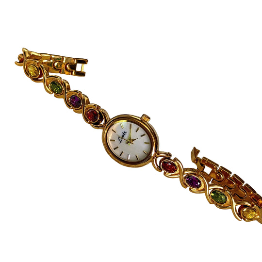 Damen Armbanduhr Oval mit Edelsteinakzenten 3