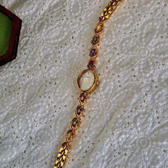 Damen Armbanduhr Oval mit Edelsteinakzenten 5