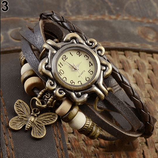 Damen Armbanduhr Vintage Stil mit Charmanten Design und Quarzwerk 0