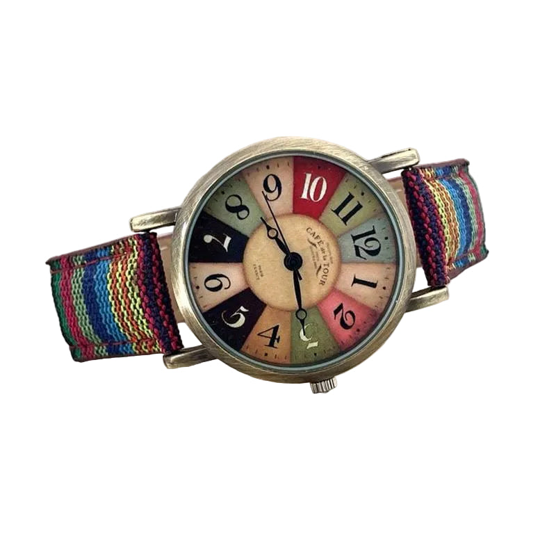 Damen Armbanduhr mit mehrfarbigem Regenbogenmuster 0