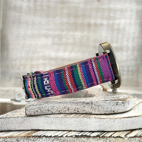 Damen Armbanduhr mit mehrfarbigem Regenbogenmuster 3