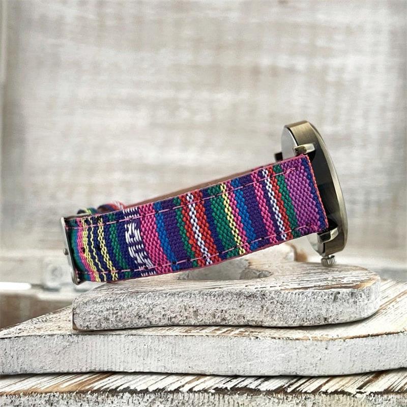 Damen Armbanduhr mit mehrfarbigem Regenbogenmuster 3