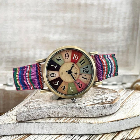 Damen Armbanduhr mit mehrfarbigem Regenbogenmuster 5